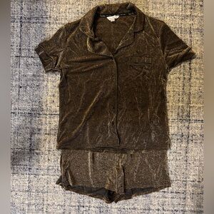 Brown Velvet Pajama Set